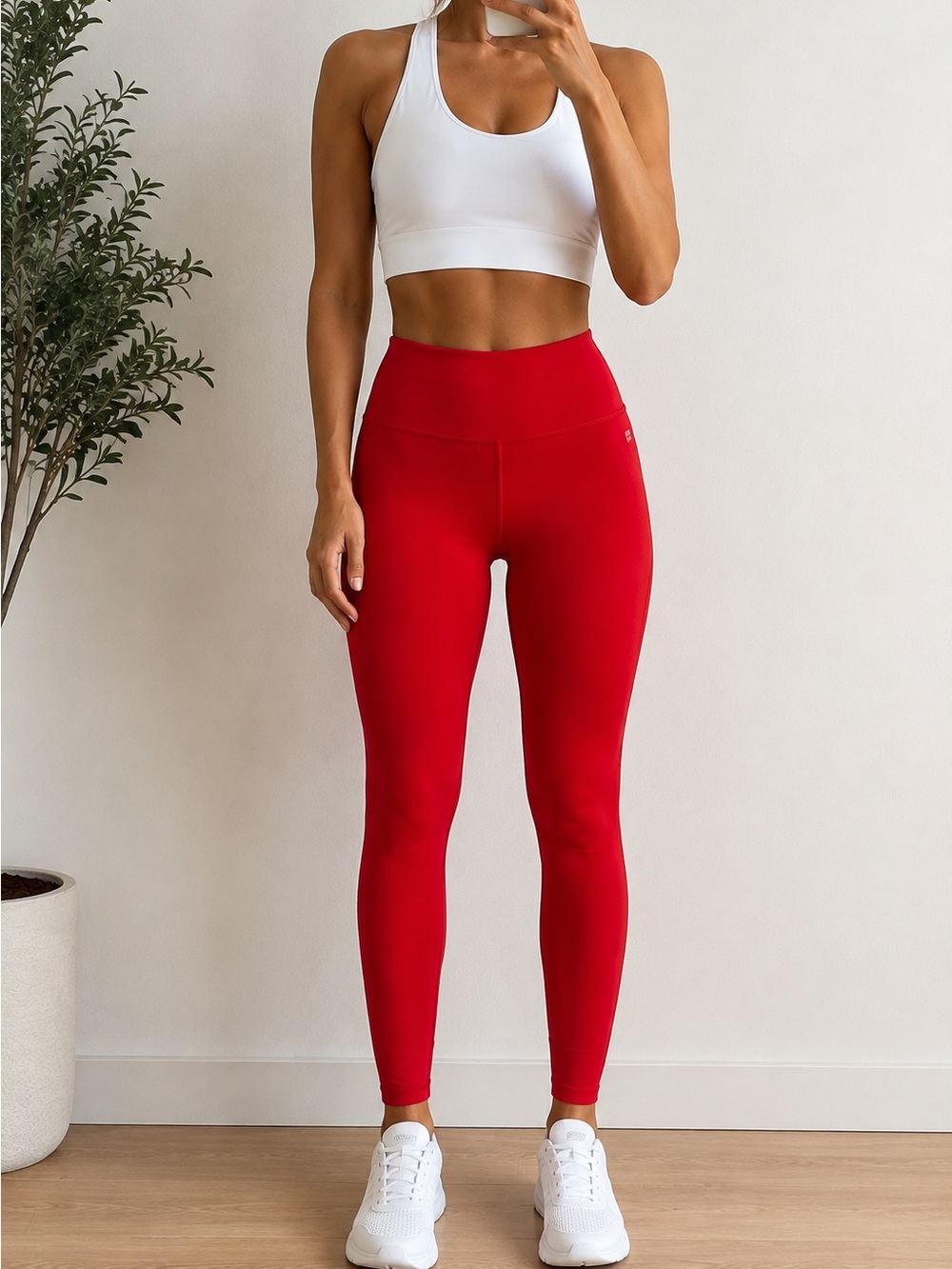 Fabletics Red High-Waisted Performance Leggings – Size S